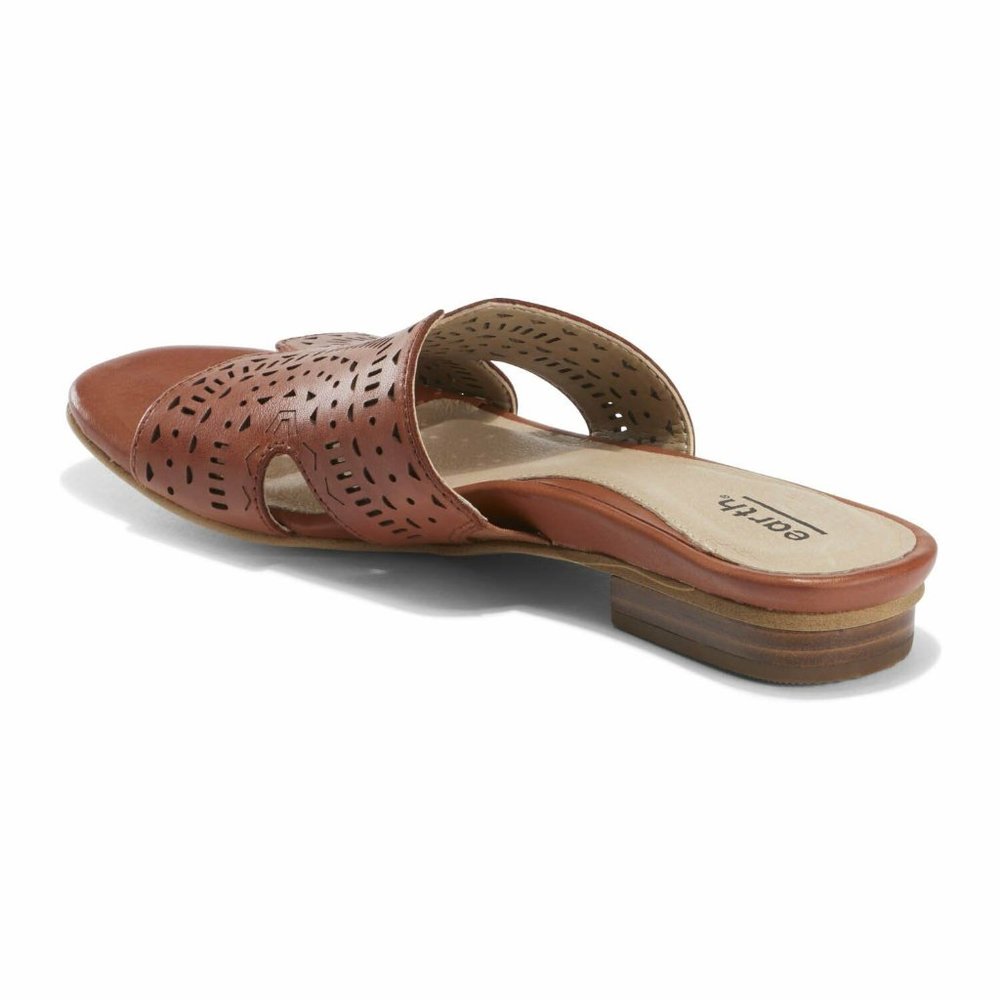 Earth Womens Mykonos Torlos Leather Slide Sandal -- Burnt Brick NEW - Picture 3 of 6
